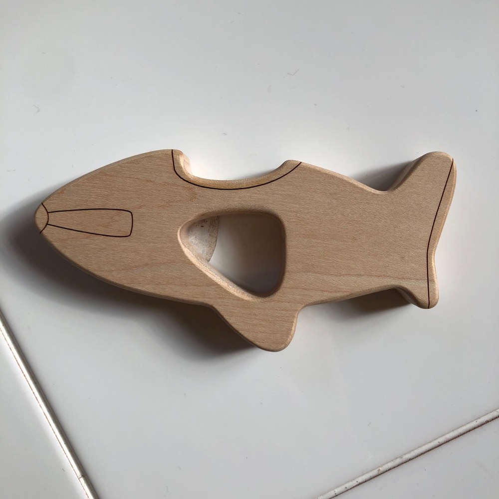 NWT Airplane teether natural wood baby teether